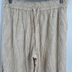 BURU Cropped Straight Leg Everyday Pants Ivory Fringe Drawstring Women's Large Photo 3