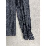 Anna Sui  Women's Long Sleeve Blouse Bell Cuff Peasant Small Floral Blue Black Photo 6