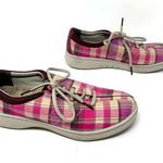 Dansko  Size 8.5 Sneaker Pink Plaid Lace Up Arch Support Comfort Walking Workwear Photo 2