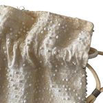 Vintage Cream Beaded Embellished Drawstring Close Sack Satchel Pouch Photo 3