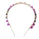 Hand Wired Headband with Crystal Butterflies, Glass Beads and Crystal Rondelles Pink Photo 6