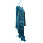 Teddi Vintage 90s Teal Green Velvet Tunic Top High Waisted Pant Set Womens Large Photo 2
