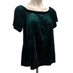 Socialite  Off the Shoulder Emerald Green Crushed Velvet Top, Sz L Photo 6