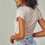 Papaya “Baddie” lettuce edge pink graphic crop top size L Barbiecore boho skater Photo 3