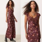 Free People  Dainty Lace Retro 90s Butterfly Babe Maxi Dress Brown Combo Medium Photo 4