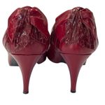 Stuart Weitzman  Mr. Seymour Burgundy Red Retro 90s Bow Croc High Heels Size 7 Photo 3