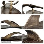 Tory Burch  Thora 2 Leather Thong Sandals Pewter Metallic Tumbled Snake Print 7 M Photo 7
