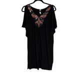C Graffitti Sequin Cold Shoulder Black Tunic Dress XL V Neck Dolman Sleeve Photo 6