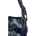 Coach Auth. F19820 Tote Bag Navy Moto Optic Metallic Chain Jacquard Leather Trim Photo 5