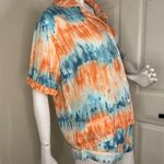 Love + Harmony  Tie-Dye Short Sleeve Shirt - Orange and Blue Size L. Photo 0
