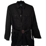 Ralph Lauren Lauren  Black Utility Belted Jacket Women's Silk Belted Size Small Photo 0