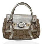 Guess ‎ Vintage Beige Silver Monogram Small Hand Bag Y2K Rare Photo 0