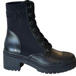 Michael Kors NEW  Brea COMBAT BOOTS Womens 9.5 Black Stretch Knit Leather Lace Up Photo 0