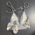 L.E.I.‎ 90s Y2K Swim Top Small Striped Blue White Halter Triangle Photo 1