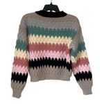 Strut & Bolt Womens Honeycomb Striped Pullover Sweater Gray Blue Size Small Photo 3