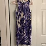 Stunning! Taylor SILK Purple and White Halter Sheath midi Dress Size 6 Photo 6