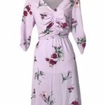 Bobeau Lavender Floral Ruched Midi Dress S Photo 0