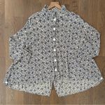 Dress to Kill Vintage Geometric Print Gauze Swing Tunic Top Cream and Blue OS Size M Photo 0