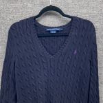 Ralph Lauren Sport Womens Sweater Size L Minimalist Cable Knit Preppy Cozy Comfy Black Size L Photo 2