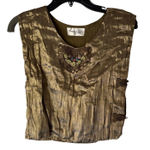 Betsey Johnson VTG Mary Heth New York Renaissance Top Embroidered Brocade Tank M Fairy Gold Photo 0