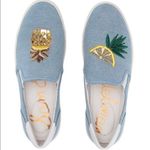 Sam Edelman Womens Evelina Pineapple Sequin Slip On Denim Sneakers Blue 38 Photo 4