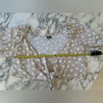 VERO MODA NWOT Tie Front Puff Sleeve Crop Top Silver Lining W/ White Dot Large Photo 4