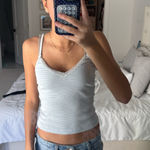 Brandy Melville  Striped Lace Tank Top Blue Photo 0