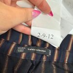 ZARA Pants Womens Medium Blue Orange Striped Paperbag Waist Ankle Photo 4