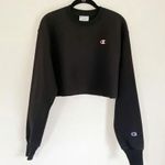 Champion Reverse Weave Cropped Cut Off Crewneck Sweatshirt Black Size S Photo 4