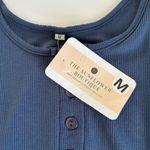 Boutique Women’s Navy Blue Ribbed Ruched Self Tie Sides Tank Dress Size Medium Photo 2