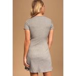 Lulus ✨ Love You Madly Heather Grey Ribbed Side-Tie Mini Sz Large Dress✨ Photo 3