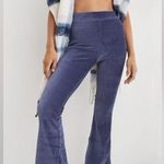Aerie  Groove-On Velour High Waisted Blue Flare Pants Size Small Petite/Short Photo 0