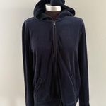Lauren Ralph Lauren Jacket Womens Large Dark Blue Hooded Velour Velvet Full Zip Photo 1
