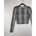 Alice + Olivia Womens Top Gray Delaina Snakeskin Print Cropped Long Sleeve XS Photo 5