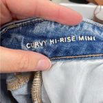 American Eagle Light Wash Distressed Curvy High Rise Mini Jean Skirt Womens 2 Photo 5