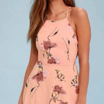 Lulus  Cherished Moment Blush Pink Floral Lace Up Back Halter Dress Small S Photo 0