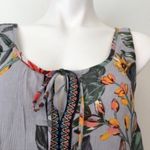 Patrons of Peace NEW NWT Gray Coral Tropical Hawaiian Floral Peplum Crop Top XS Photo 1