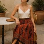 Vintage Mix Nouveau 100% Cotton Boho Patchwork Paisley Midi Skirt Red Black M Orange Size M Photo 1