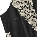 Venus Black Leather and Lace Sleeveless Lined V Neck Vest Tank Top Womens 12 Photo 4