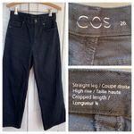 COS  Black Jeans Women's 26 Wide Crop 3/4‎ High Rise Straight Minimal Capsule Photo 1
