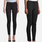 Vince  Black Ponte Knit Slim Pants Size 8 Double Snap Waist Zip Pockets Photo 1