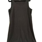 Eileen Fisher Black Organic Cotton Stretch Tank Dress XL Casual Summer Seamed Photo 0