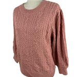 Free People New Villa Cable Pullover Sweater in Pink Bubble Bath Size XL Barbie Photo 3