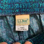 LL Bean Womens Pants M Medium Green Blue Print Leaf Leaves Elastic Waist Photo 4