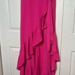 DO+BE Curve Hot Neon Pink High Low Ruffle Hem Faux Wrap Long Dress Size 1X Photo 8