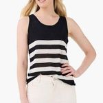 Nic+Zoe Featherweight Striped Tank Size XXL In Black Multi Linen Blend NWT Photo 0