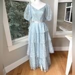 Vintage Lt Blue Lace Tiered Sweetheart Neckline Puff Sleeve Prom Formal Dress Size undefined Photo 11