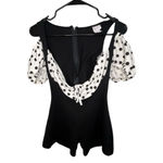 Frederick's of Hollywood Fredrick's Vintage Black And White Pin Up Style Polkadot Off Shoulder Romper Photo 1