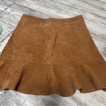 Doe & Rae light brown corduroy mini skirt with ruffle. Photo 0