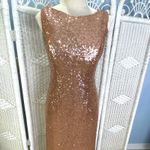 Christina Wu Celebration Rose Gold Sequin Gown Sleeveless Cowl Back Dress 12 Photo 2